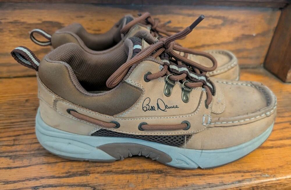 Rugged Shark Bill Dance 9.5 M Mens Tan Leather Mesh Boat Shoes Fishing